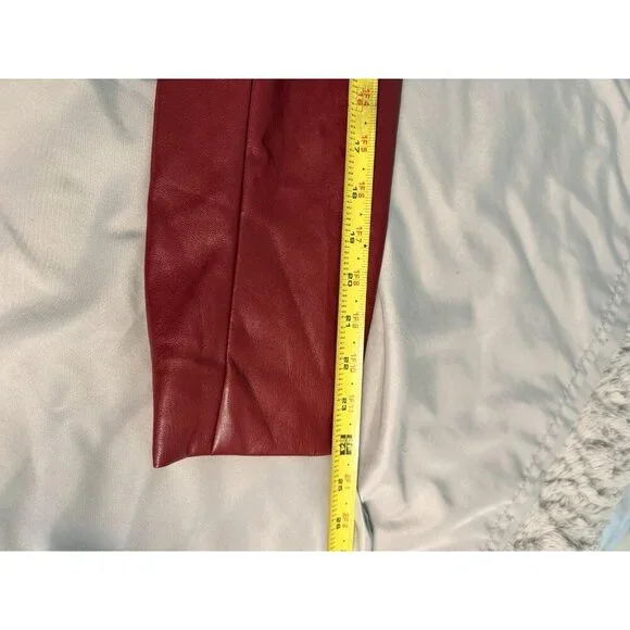 Rosevelvet Red Faux Leather Blazer Jacket Women’s Med Lined One Button Vegan - Picture 8 of 8